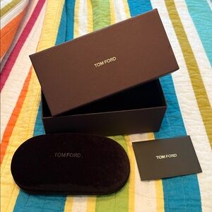 Tom Ford Black Velvet Hard Eyeglass Case With Branded Cleaning Cloth in Box